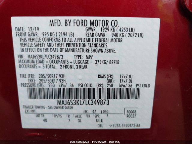 MAJ6S3KL7LC349873 Ford Ecosport Titanium