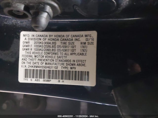 Honda CR-V EX 2016 2HKRM4H55GH631102 Image 9