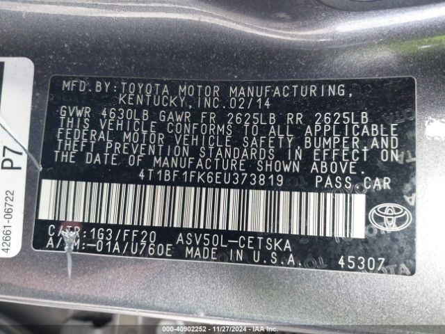 4T1BF1FK6EU373819 Toyota CAMRY SE