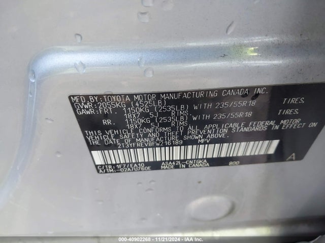 Toyota Rav4 Limited 2015 2T3YFREV8FW216189 Image 9