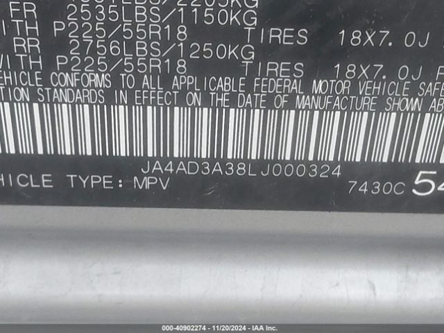 JA4AD3A38LJ000324 Mitsubishi Outlander Le 2.4/se 2.4/sel 2.4/sp 2.4