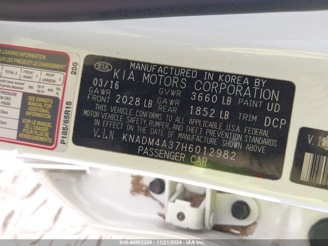 KIA RIO LX 2017 KNADM4A37H6012982 Image 9