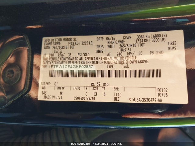 Ford F-150 Xlt 2016 1FTEW1CF4GKF02857 Image 9