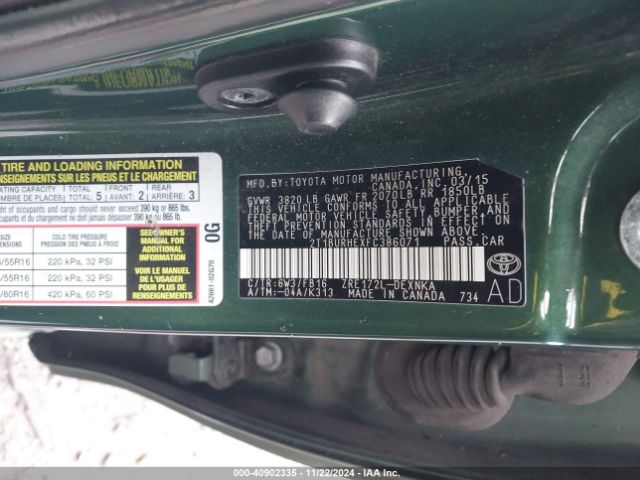 2T1BURHEXFC386071 Toyota COROLLA LE