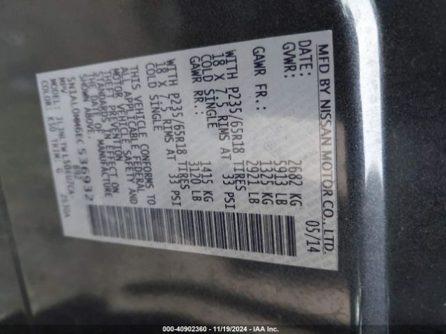 5N1AL0MM6EC536932 Infiniti QX60