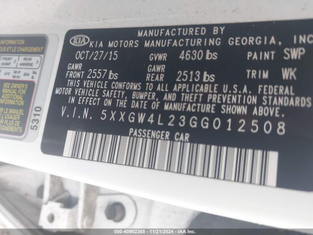 5XXGW4L23GG012508 KIA Optima Sx Turbo