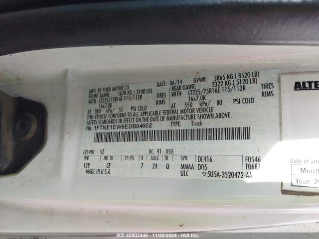 Ford E-150 Commercial 2014 1FTNE1EW6EDB04602 Image 9