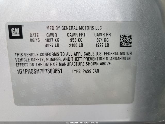 1G1PA5SH7F7300851 Chevrolet Cruze
