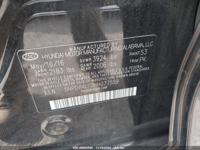 Hyundai ELANTRA SE 2017 5NPD84LF7HH077559 Image 9