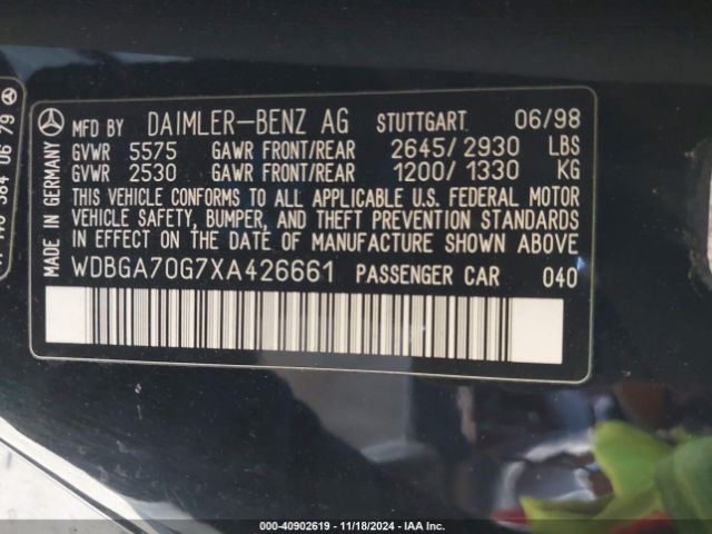 1999 MERCEDES-BENZ CL 500 WDBGA70G7XA426661 Photo 8