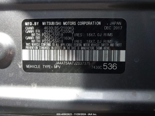 JA4AT5AA7JZ037375 Mitsubishi Eclipse Cross Se