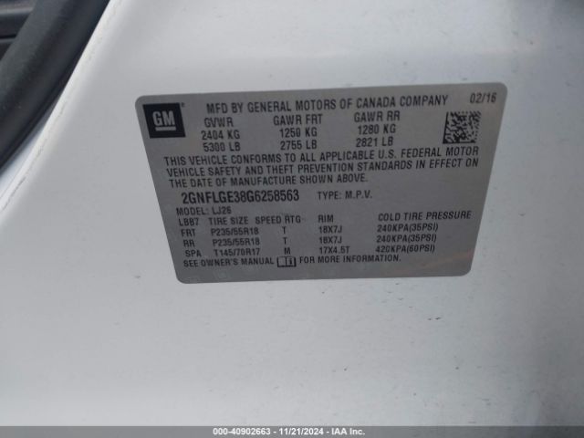 2GNFLGE38G6258563 Chevrolet Equinox Ltz
