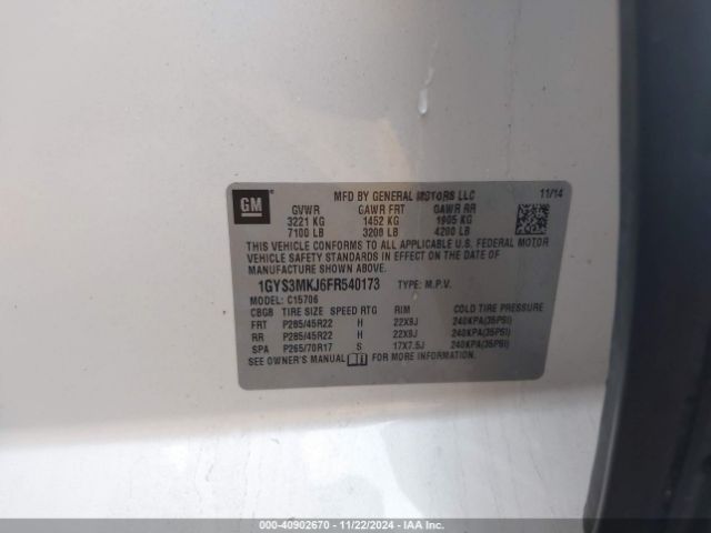 1GYS3MKJ6FR540173 Cadillac Escalade Luxury