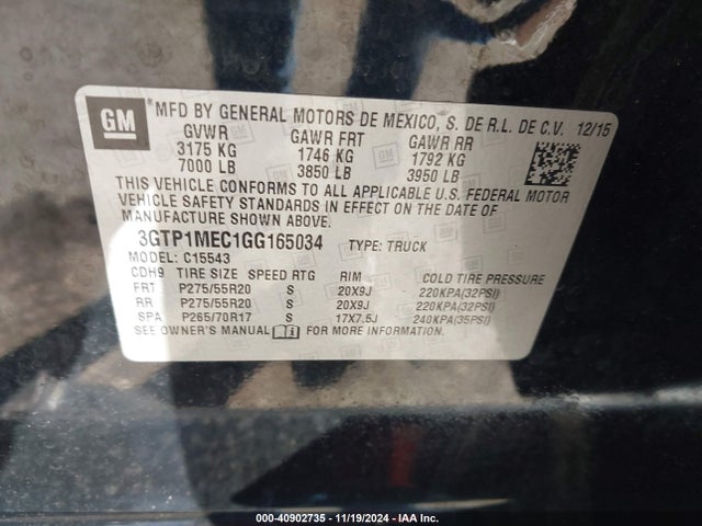 GMC Sierra 1500 Sle 2016 3GTP1MEC1GG165034 Image 9