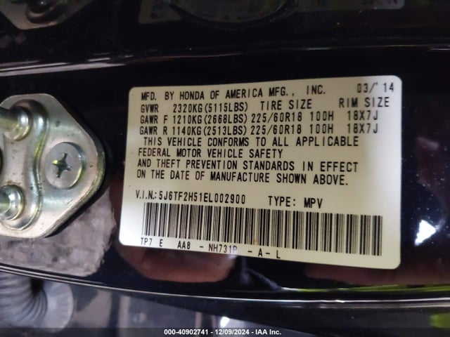 5J6TF2H51EL002900 Honda j35y1