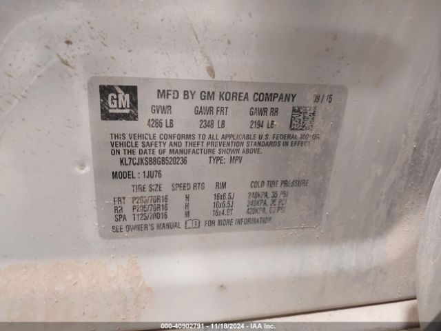 KL7CJKSB8GB520236 Chevrolet Trax 1ls