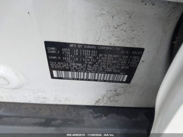 Subaru Outback 2021 4S4BTAAC6M3180499 Image 9