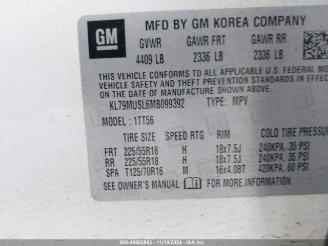 KL79MUSL6MB099392 Chevrolet Trailblazer Awd Rs