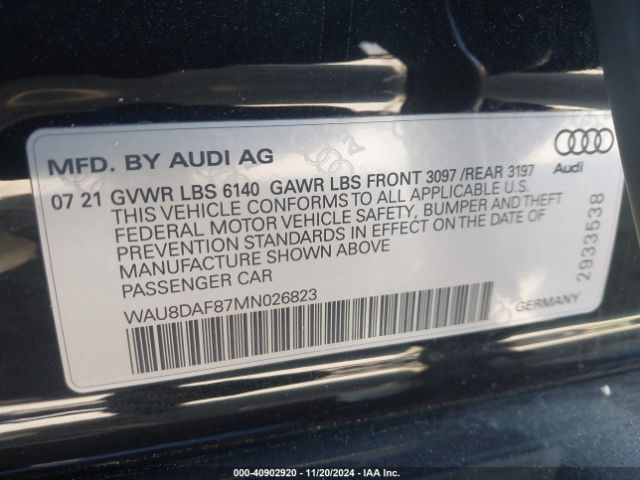WAU8DAF87MN026823 Audi A8 L 55 Tfsi Quattro Tiptronic