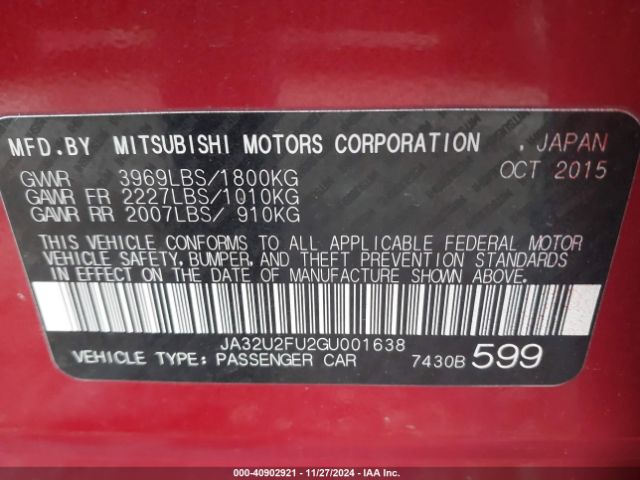 2016 MITSUBISHI LANCER JA32U2FU2GU001638 Photo 8