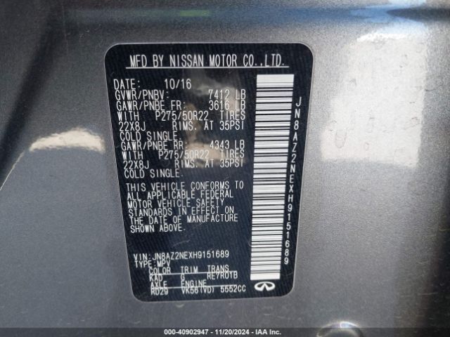 JN8AZ2NEXH9151689 Infiniti QX80