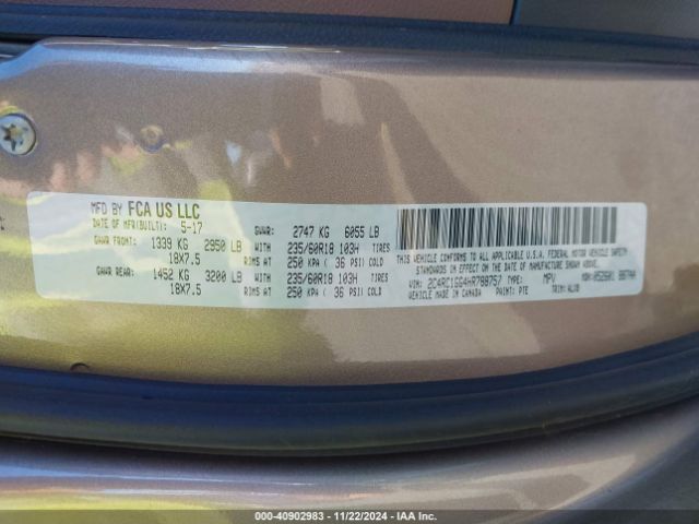 2C4RC1GG4HR788757 Chrysler Pacifica Limited