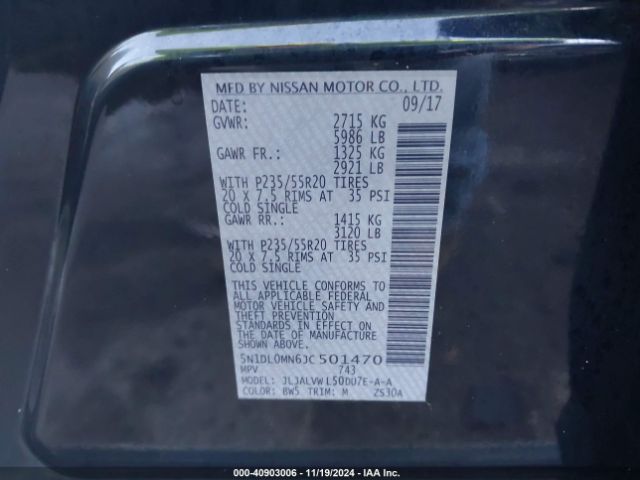 5N1DL0MN6JC501470 Infiniti QX60