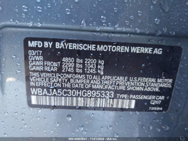 WBAJA5C30HG895333 BMW 530I