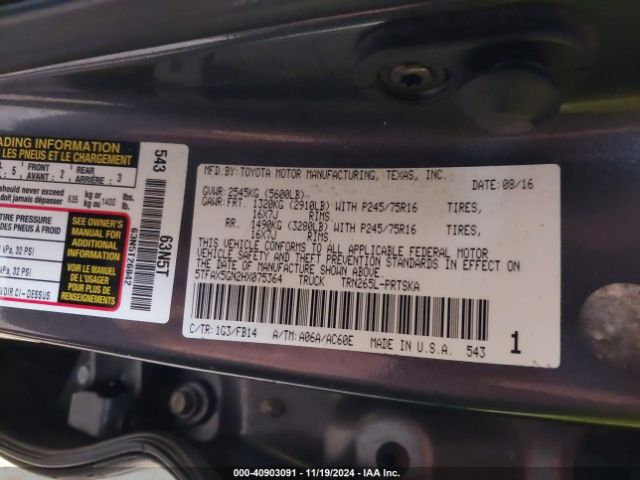 5TFAX5GN2HX075364 Toyota Tacoma Sr