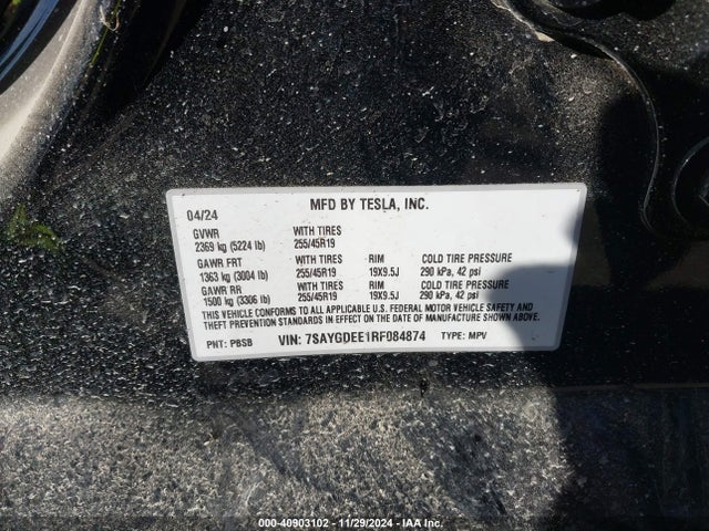 2024 TESLA MODEL Y 7SAYGDEE1RF084874 Photo 8
