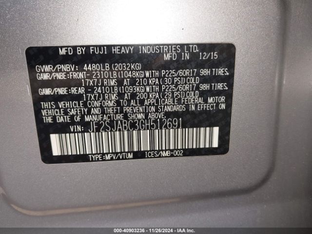 JF2SJABC3GH512691 Subaru Forester 2.5i