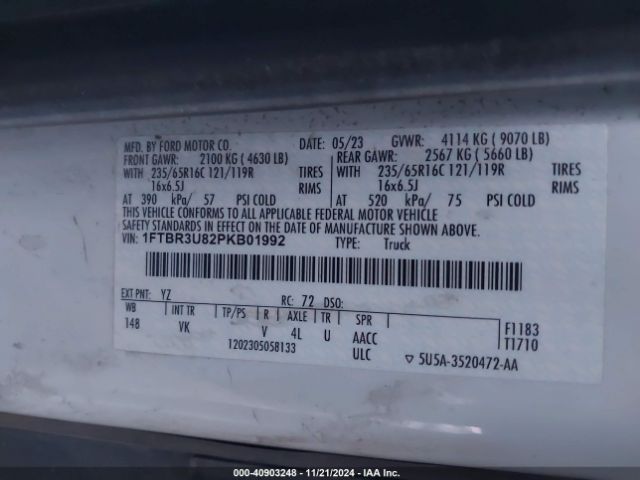 1FTBR3U82PKB01992 Ford Transit-250 Cargo Van