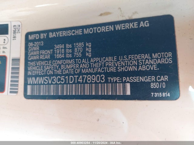 2013 MINI HARDTOP WMWSV3C51DT478903 Photo 8