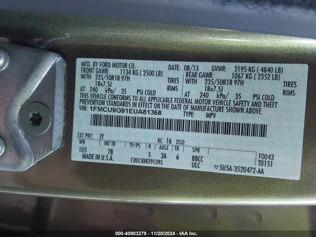Ford ESCAPE SE 2014 1FMCU9G91EUA81368 Image 9