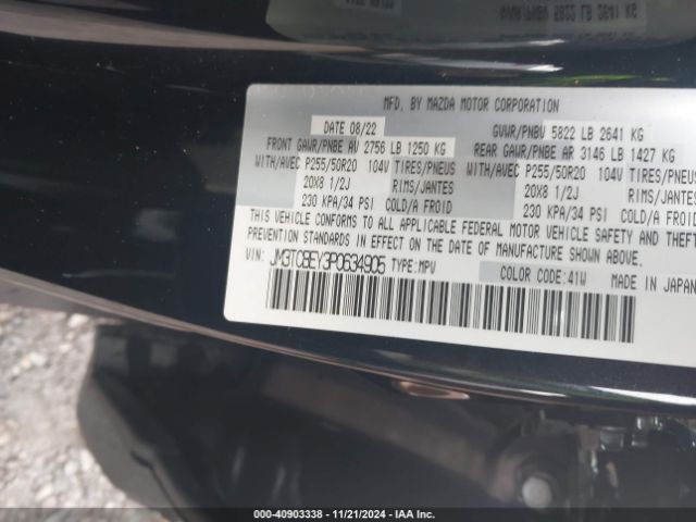 JM3TCBEY3P0634905 Mazda Cx-9 Signature