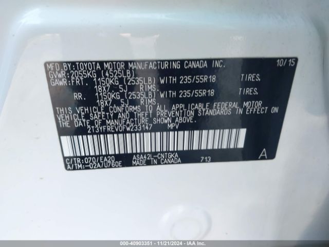 2T3YFREV0FW233147 Toyota Rav4 Limited