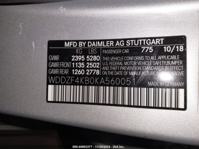 WDDZF4KB0KA560051 Mercedes-Benz E 300 4matic