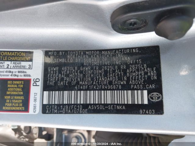 4T4BF1FK2FR496878 Toyota CAMRY LE