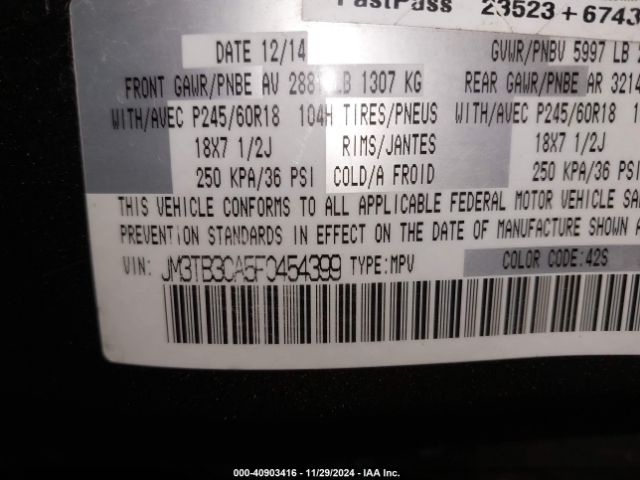 JM3TB3CA5F0454399 Mazda Cx-9 Touring