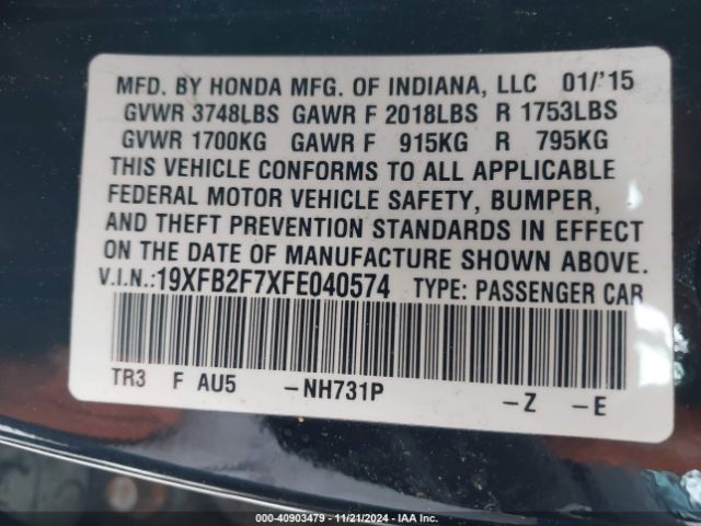 19XFB2F7XFE040574 Honda CIVIC SE