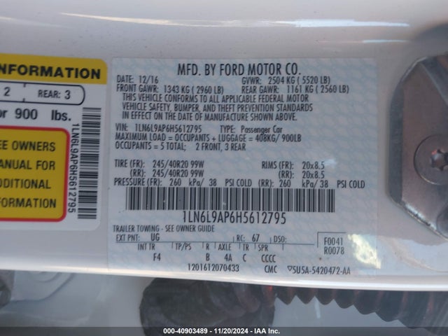 1LN6L9AP6H5612795 Lincoln Continental Black Label