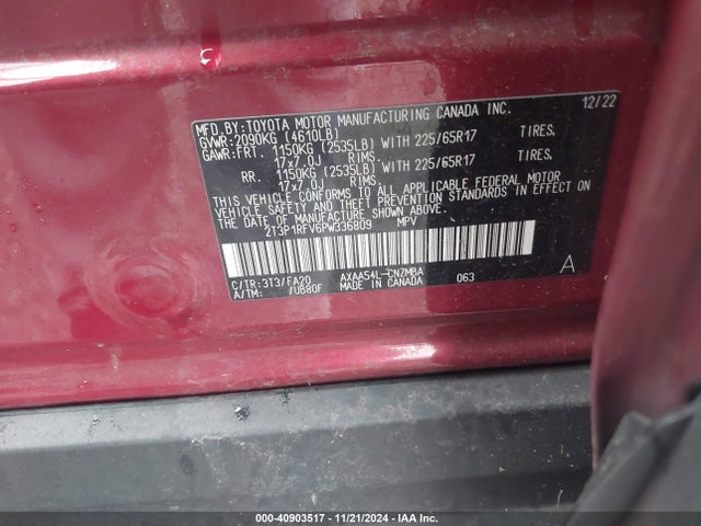 2T3P1RFV6PW336809 Toyota Rav4 Xle