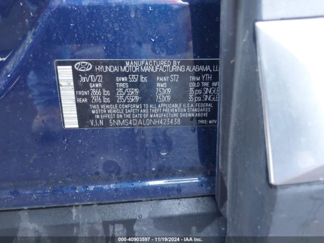 5NMS4DAL0NH423438 Hyundai Santa Fe Limited