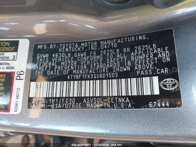 Toyota CAMRY LE 2016 4T1BF1FKXGU601503 Image 9