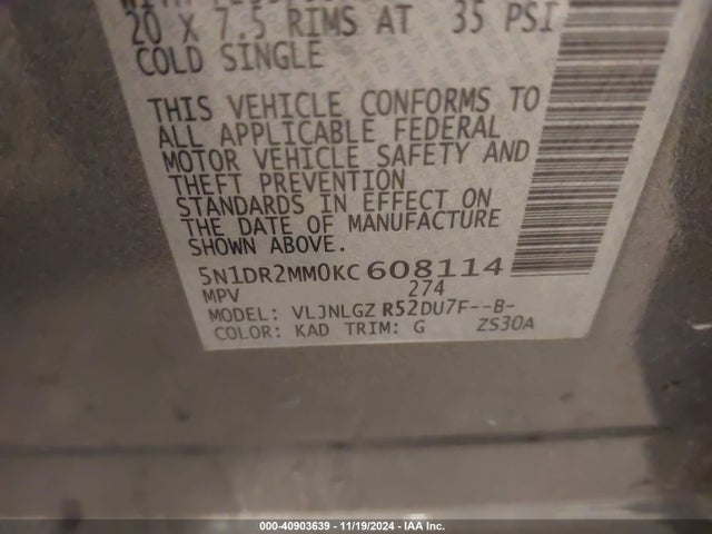 Nissan Pathfinder Sl 2019 5N1DR2MM0KC608114 Image 9