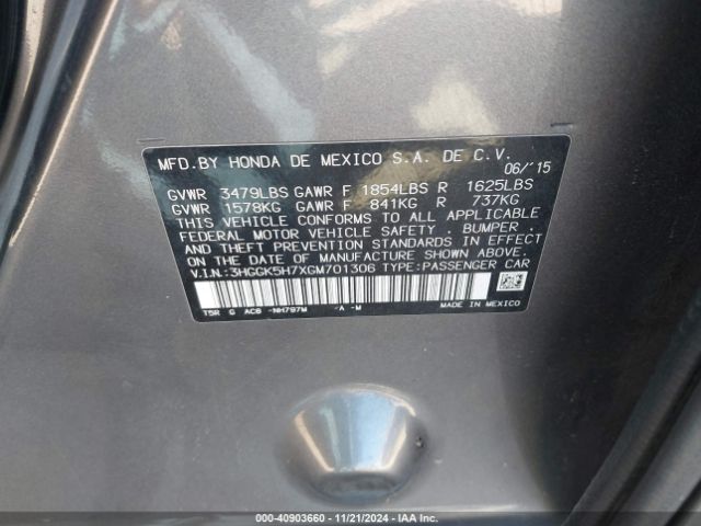3HGGK5H7XGM701306 Honda FIT EX