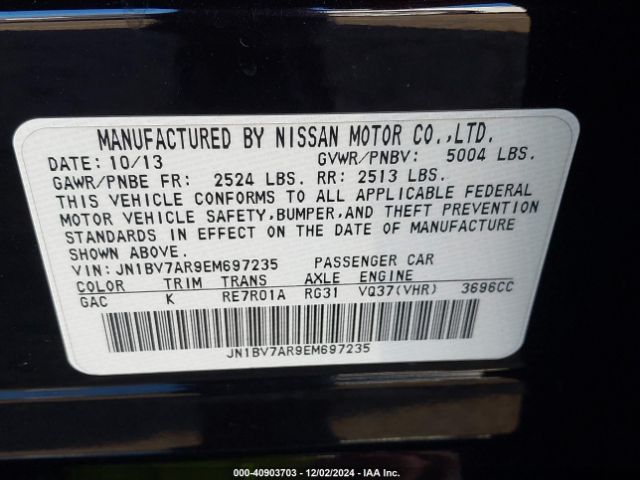 JN1BV7AR9EM697235 Infiniti Q50 SPORT