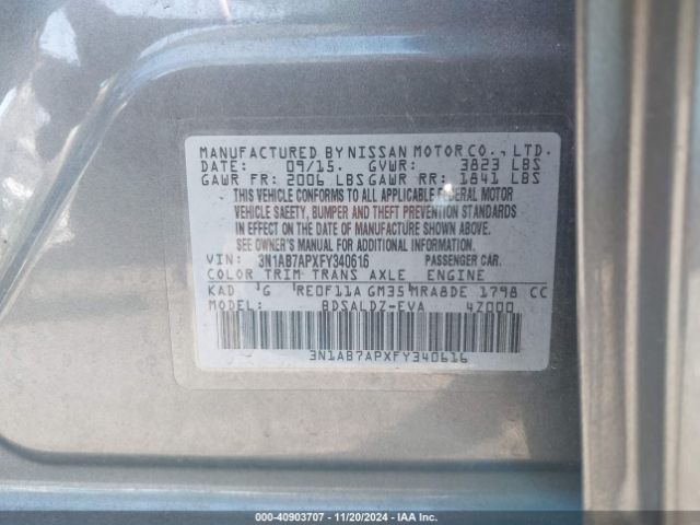 3N1AB7APXFY340616 Nissan SENTRA SV