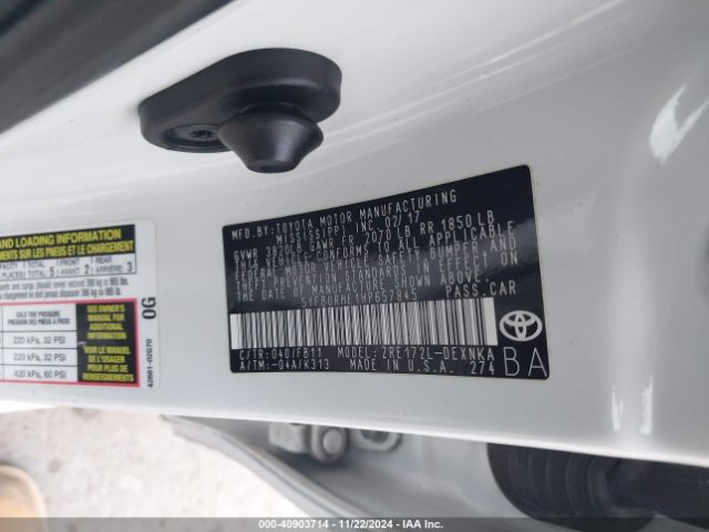 5YFBURHE1HP657845 Toyota COROLLA LE