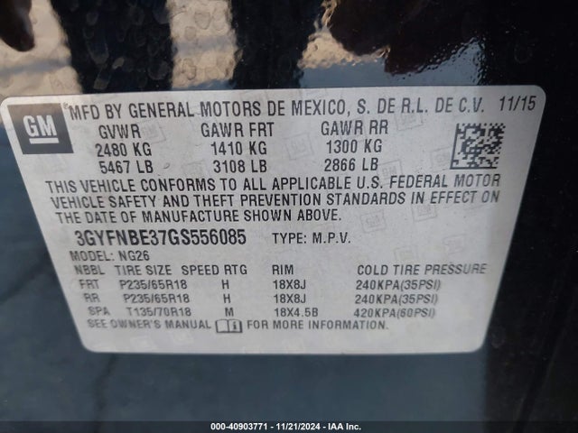 2016 CADILLAC SRX 3GYFNBE37GS556085 Photo 8